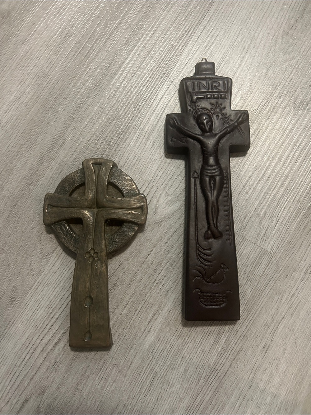 2 Vintage 6-8 inch Wall Crosses Made in Ireland